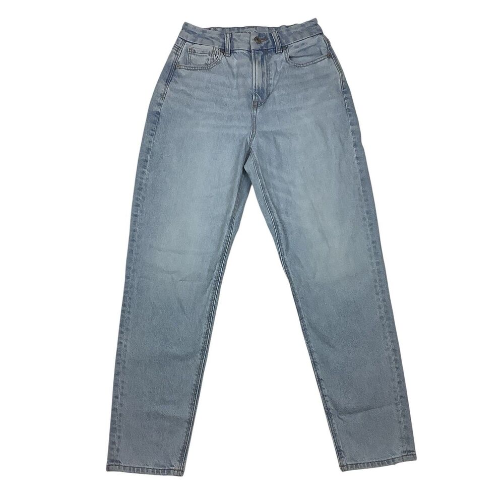 American Eagle Mom Jeans Size 0 24X26.5 Short Strigid Light Wash Denim High Rise